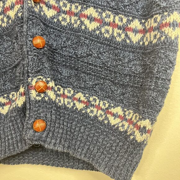 Vintage Sweater Vest Mervyns Cambridge Classics Knit Fair Isle Button Blue Men L - Picture 2 of 7